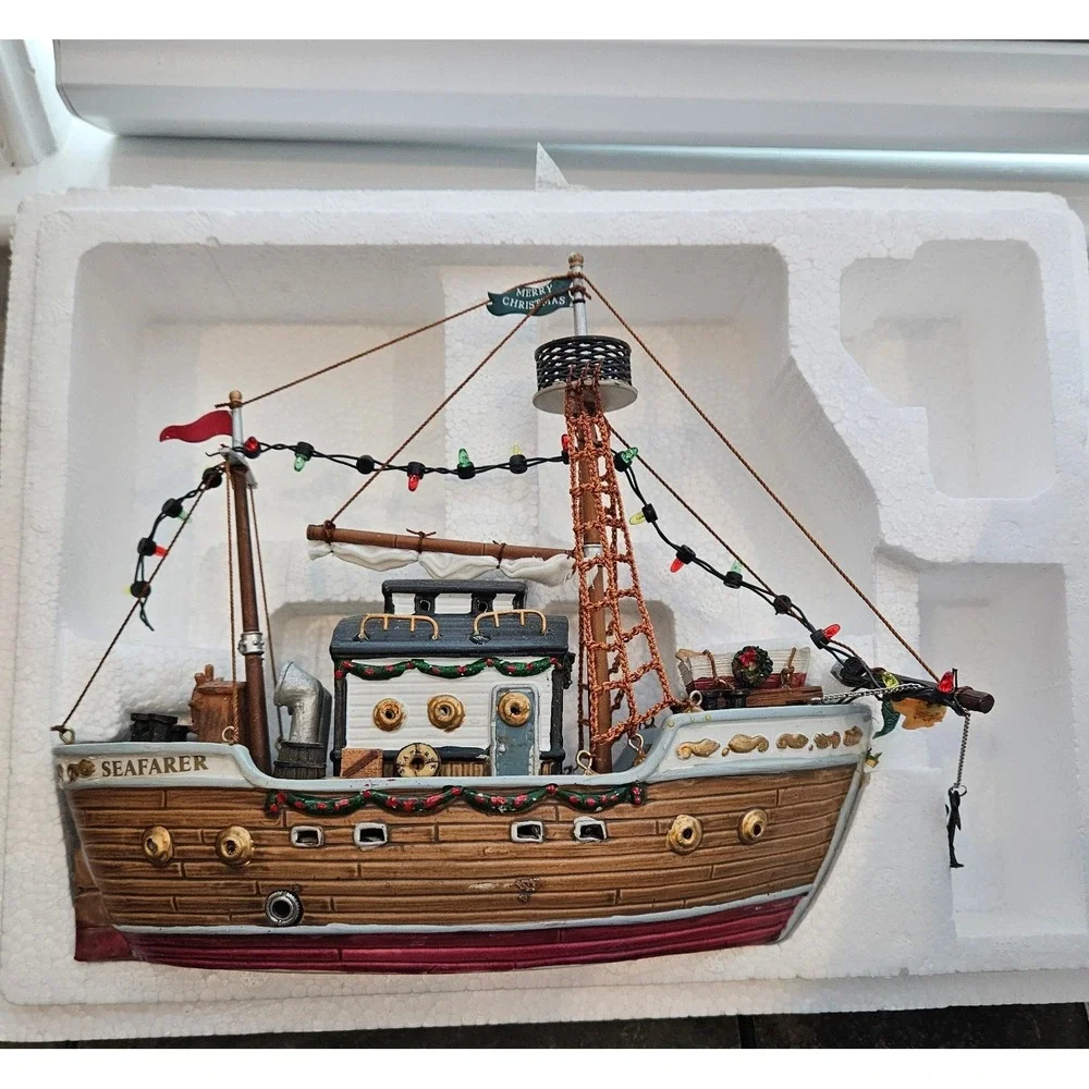 Carole Towne Seafarer Christmas Ship •Nautical Village Boat •Dual Power 2002